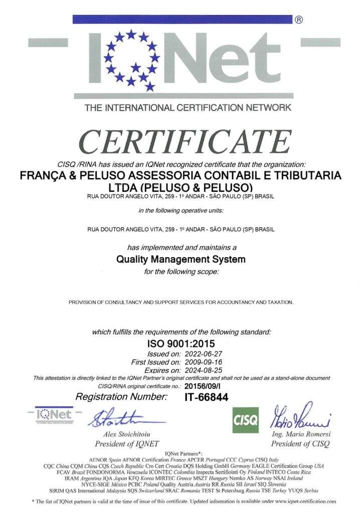 Certificado Iqnet FranÇa 9001 (1) Page 0001 - Contabilidade na Zona Leste - SP | Peluso & Associados