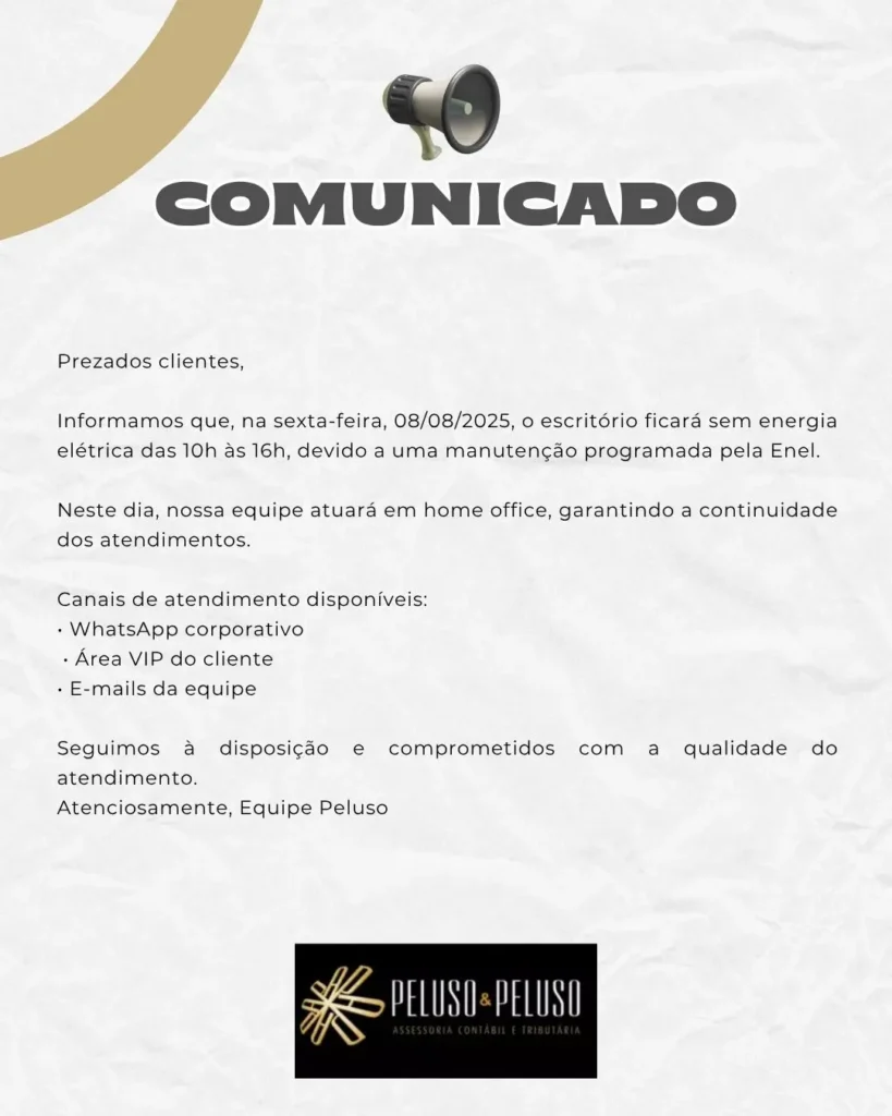 Post Para Instagram Comunicado Moderno Branco E Azul - Contabilidade na Zona Leste - SP | Peluso & Peluso